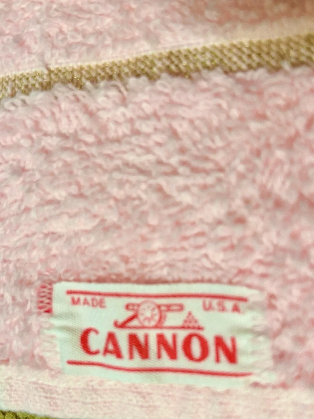 Vintage Pink White and Gold Hand Towel and Wash Cloth Set by Cannon